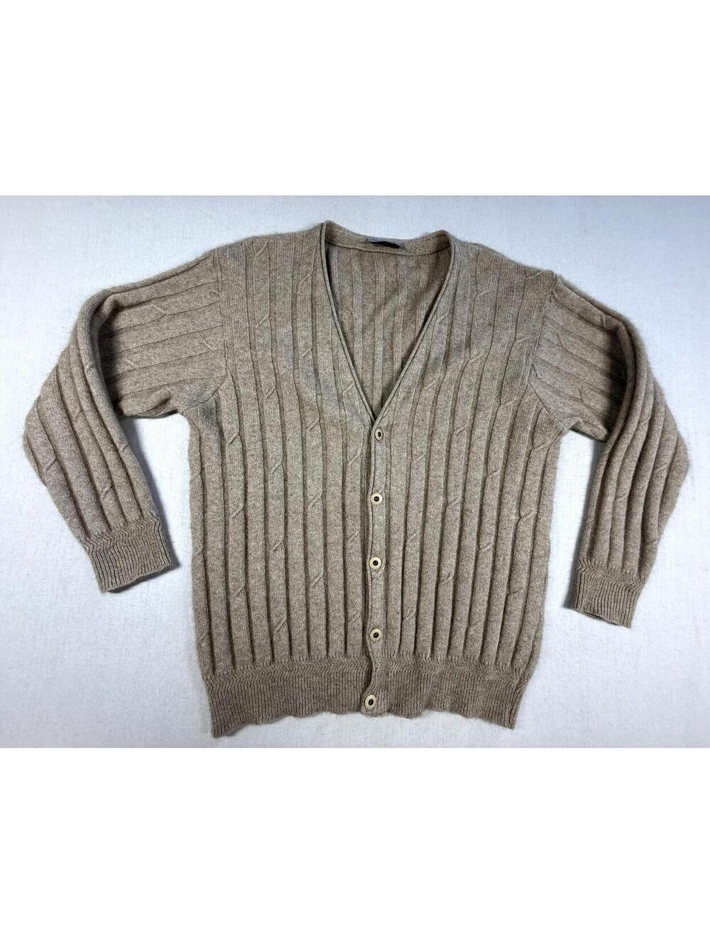 VTG Merino Fur Grandpa Cardigan XL Merino Lambswool Possum Fur Silk New Zealand